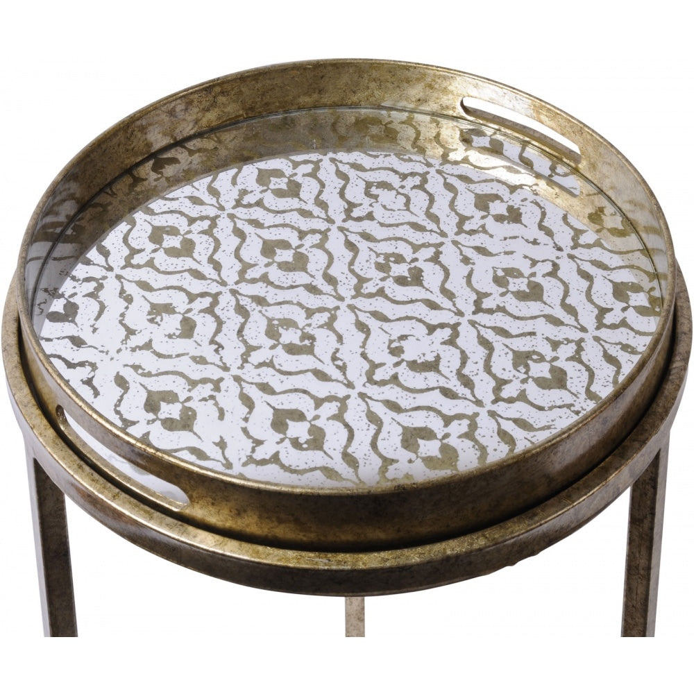 Antique Gold Diamond Print Nest of Side Tables