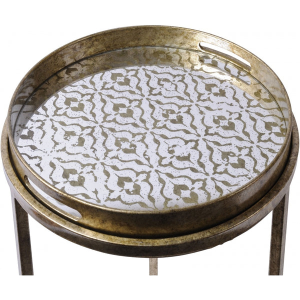 Antique Gold Diamond Print Nest of Side Tables