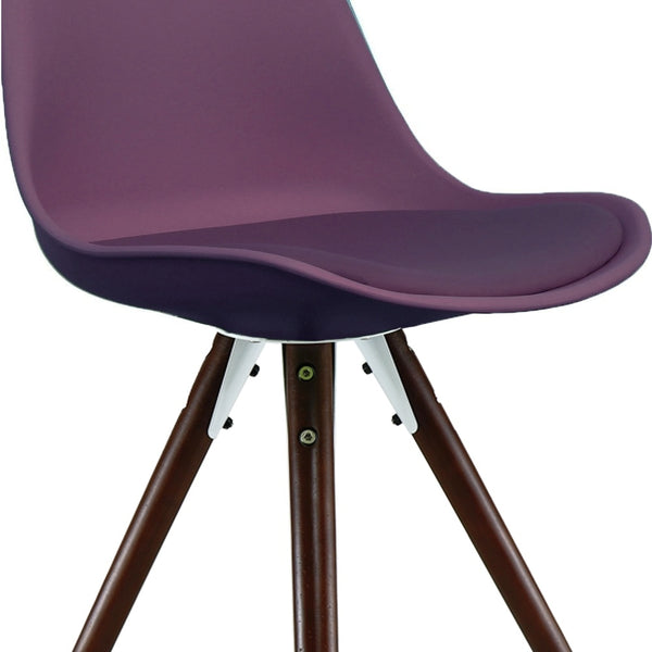 Soho Aubergine Purple Plastic Dining Chair with Pyramid Dark Wood Legs