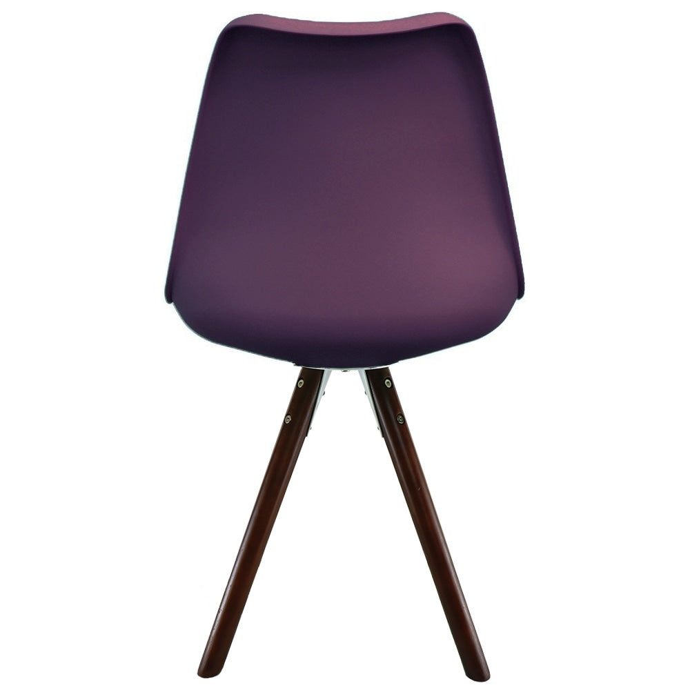 Soho Aubergine Purple Plastic Dining Chair with Pyramid Dark Wood Legs