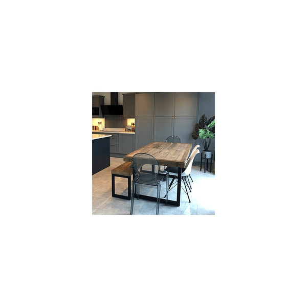 Soho White and Teal Dining Chair with Black Metal Legs