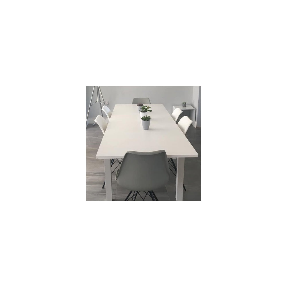 Soho White and Blush Pink Dining Chair with Black Metal Legs