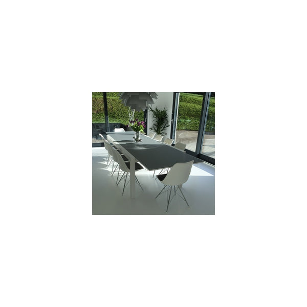 Soho White and Blue Dining Chair with Chrome Metal Legs