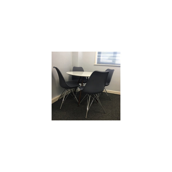 Soho Dark Grey Plastic Dining Chair with Chrome Metal Legs