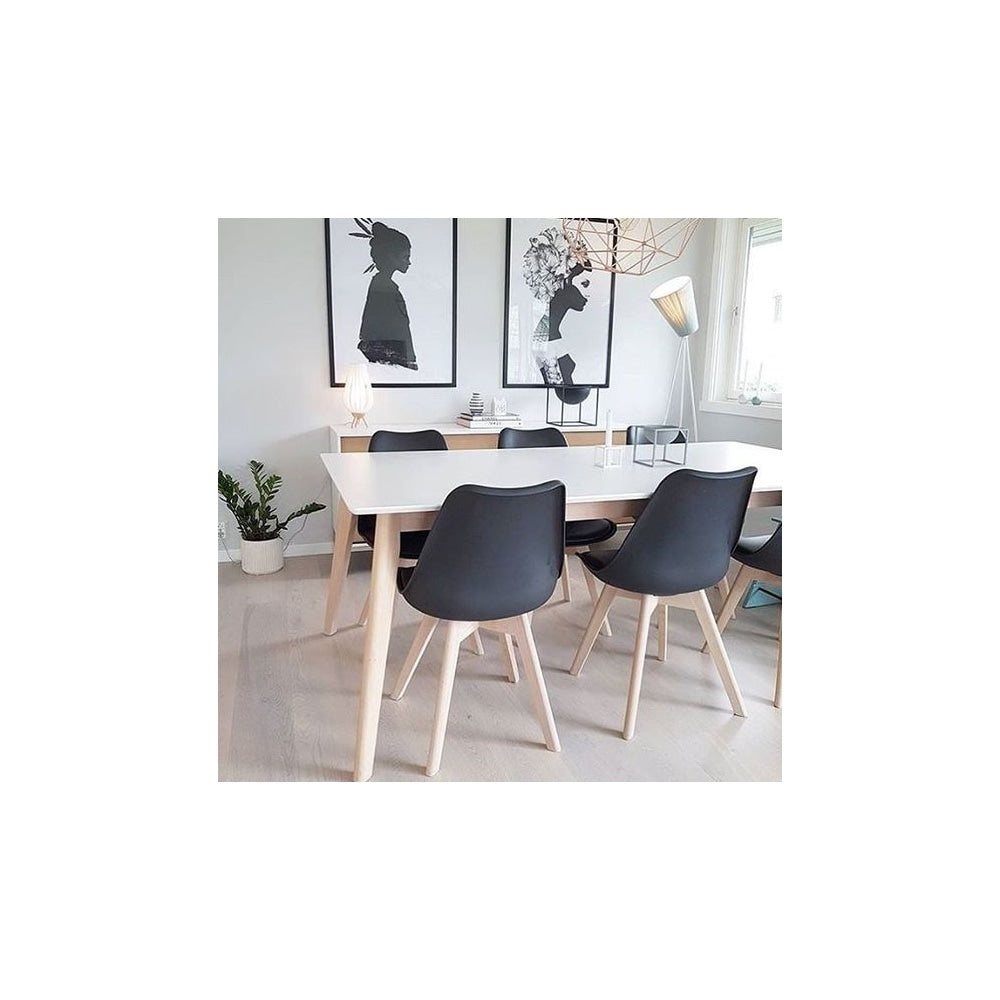 Soho Green Plastic Dining Chair with Squared Light Wood Legs