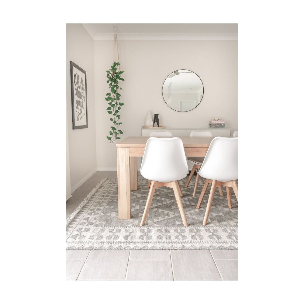 Soho Blue Plastic Dining Chair with Squared Light Wood Legs