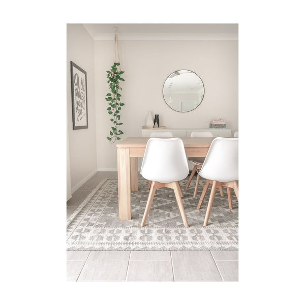 Soho Blue Plastic Dining Chair with Squared Light Wood Legs