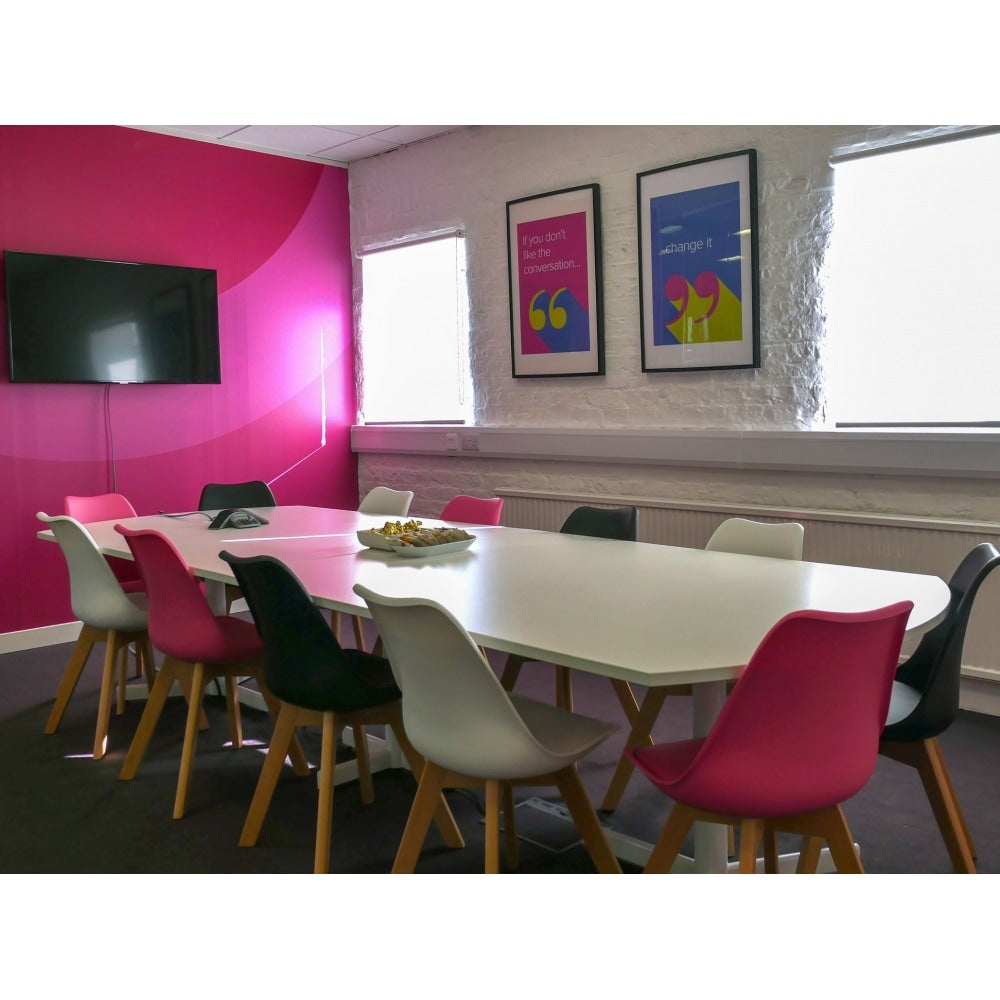 Soho White and Bright Pink Dining Chair with Squared Light Wood Legs
