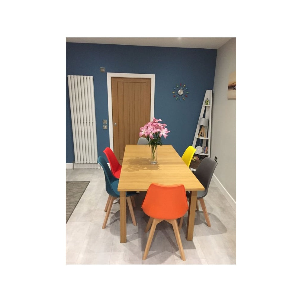 Soho Dark Grey Plastic Dining Chair with Squared Light Wood Legs