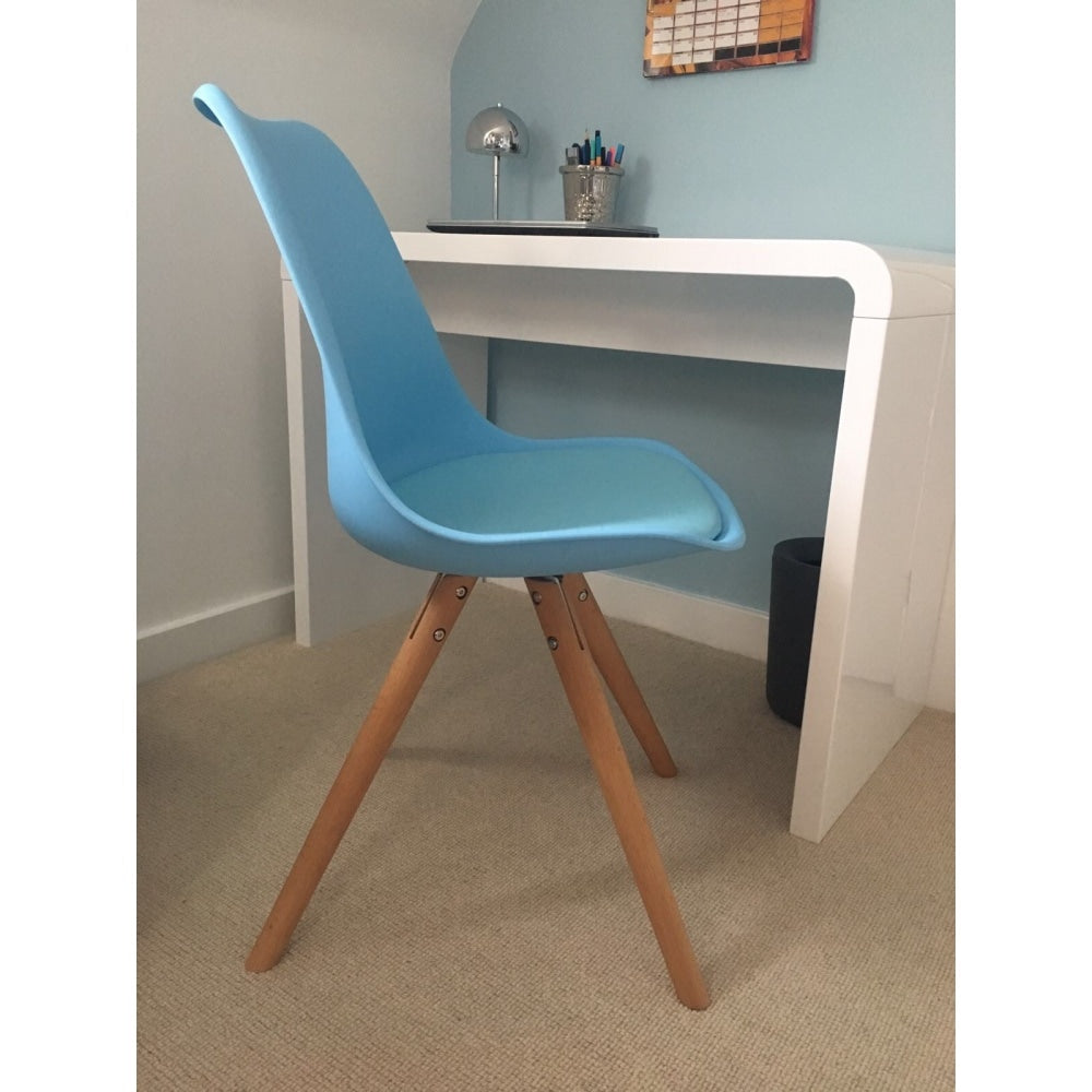 Soho White and Orange Dining Chair with Pyramid Light Wood Legs
