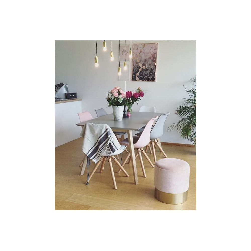 Soho Aubergine Purple Plastic Dining Chair with Pyramid Light Wood Legs