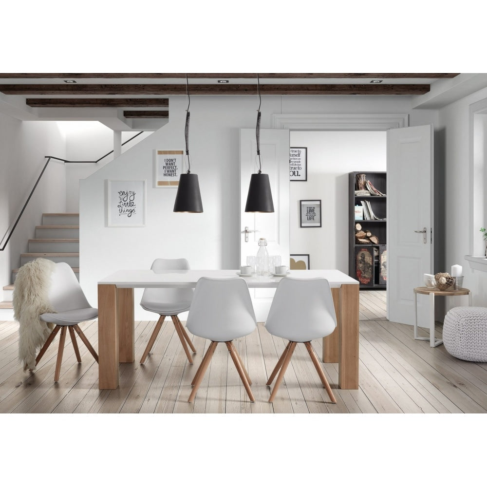 Soho White and Dark Grey Dining Chair with Pyramid Light Wood Legs