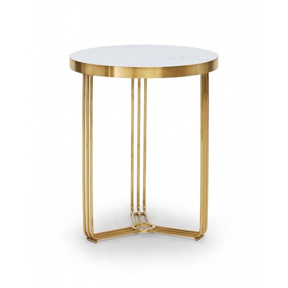 Deco - Small Circular Side Table With Various Stone Tops and Frame Colour Options
