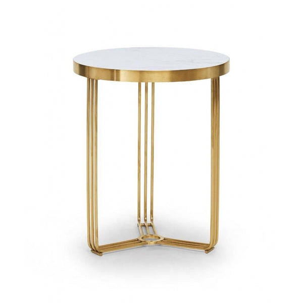 Deco - Small Circular Side Table With Various Stone Tops and Frame Colour Options