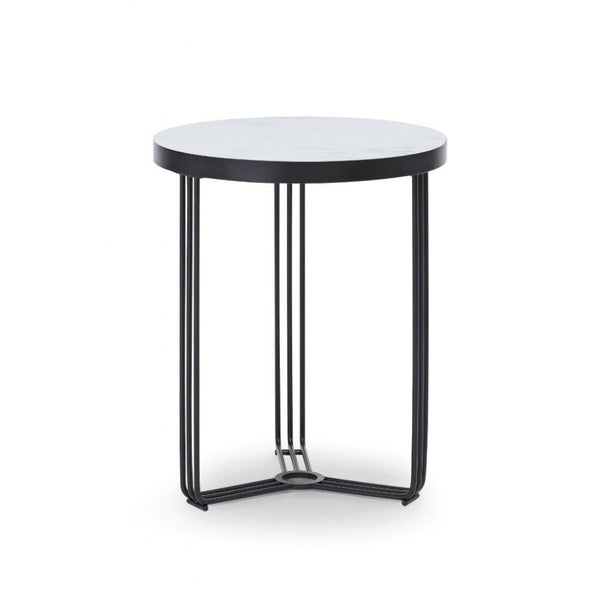 Deco - Small Circular Side Table With Various Stone Tops and Frame Colour Options
