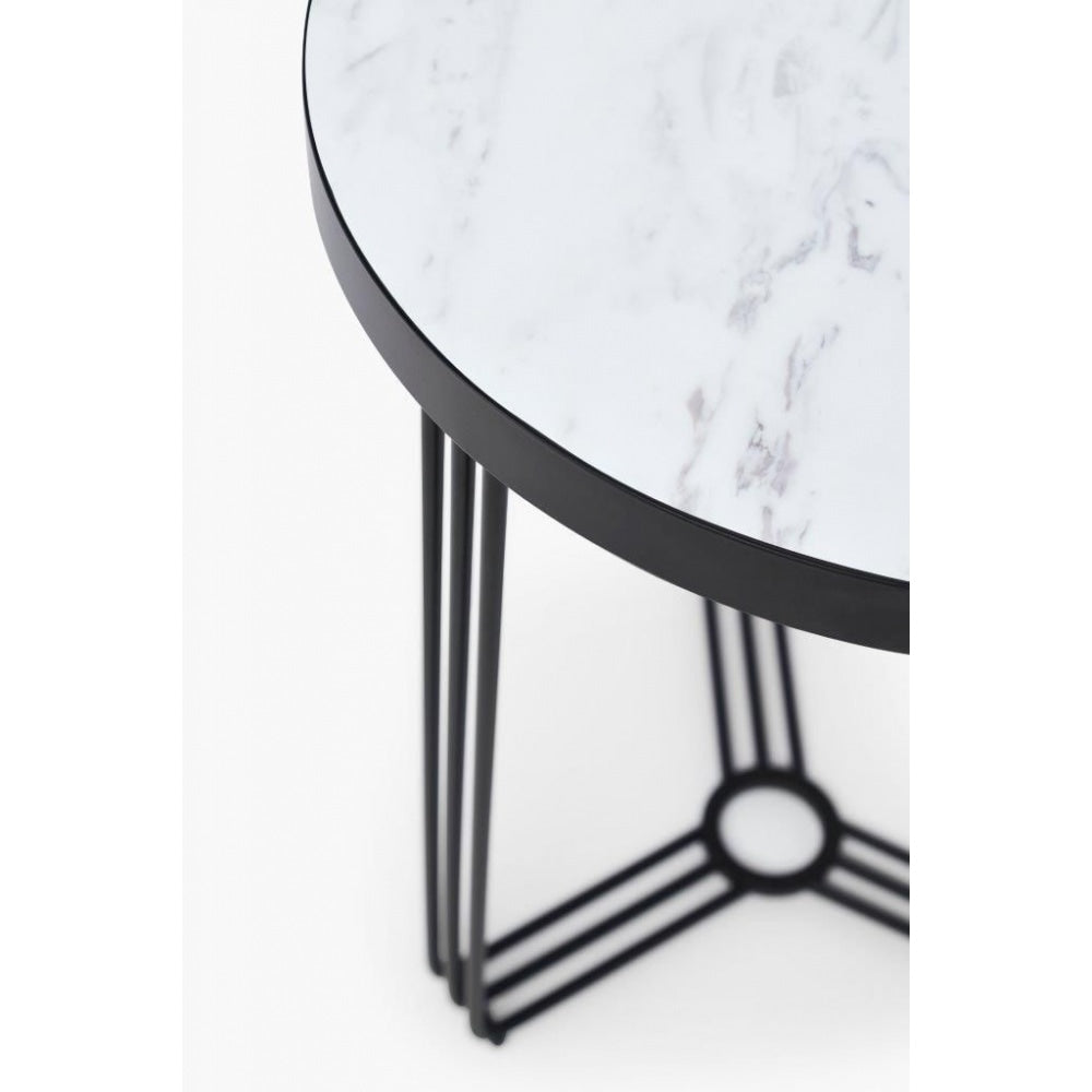 Deco - Small Circular Side Table With Various Stone Tops and Frame Colour Options