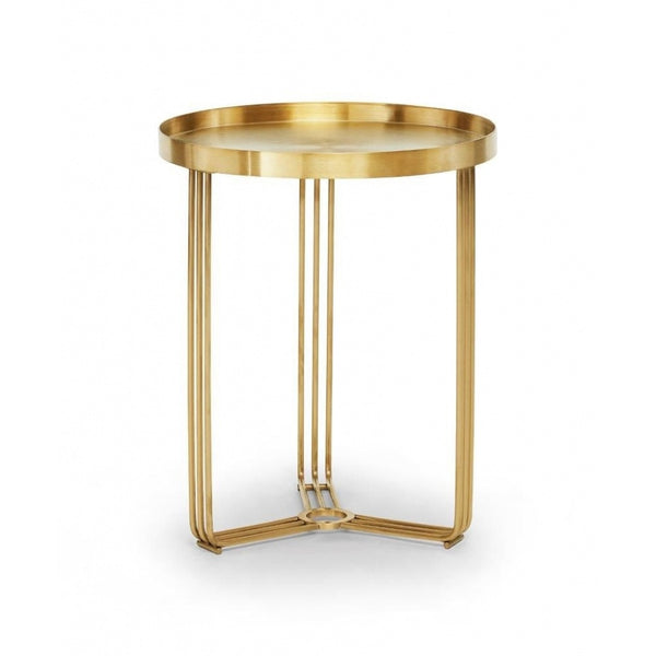 Deco - Small Circular Side Table With Brushed Brass Recessed Tray and Frame Colour Options