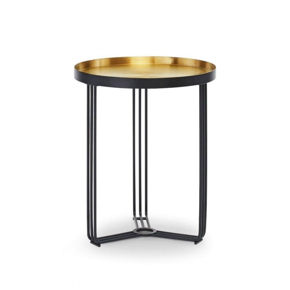 Deco - Small Circular Side Table With Brushed Brass Recessed Tray and Frame Colour Options