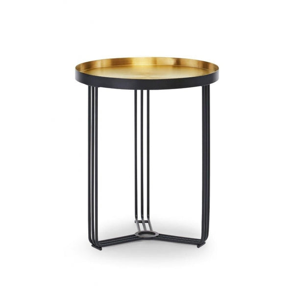 Deco - Small Circular Side Table With Brushed Brass Recessed Tray and Frame Colour Options