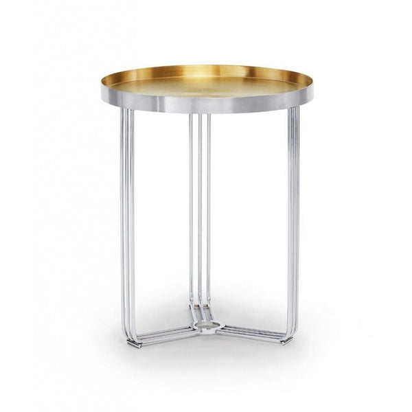 Deco - Small Circular Side Table With Brushed Brass Recessed Tray and Frame Colour Options