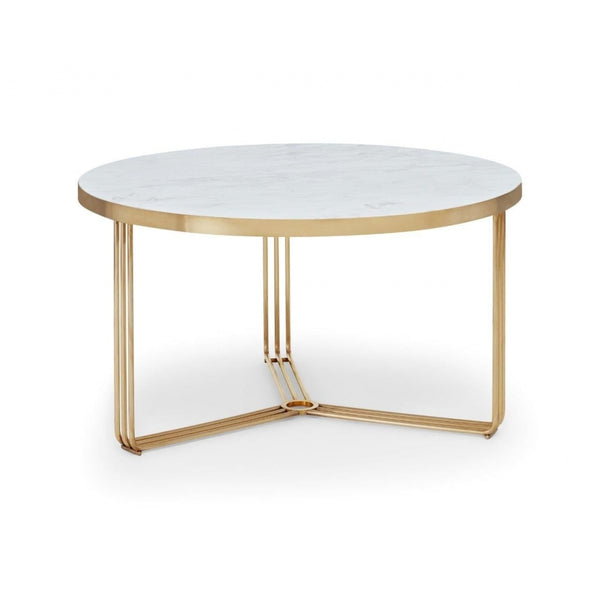 Deco - Medium Circular Coffee Table With Various Stone Tops and Frame Colour Options
