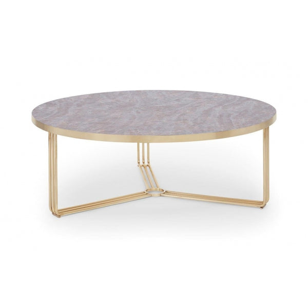 Deco - Large Circular Coffee Table With Various Stone Tops and Frame Colour Options