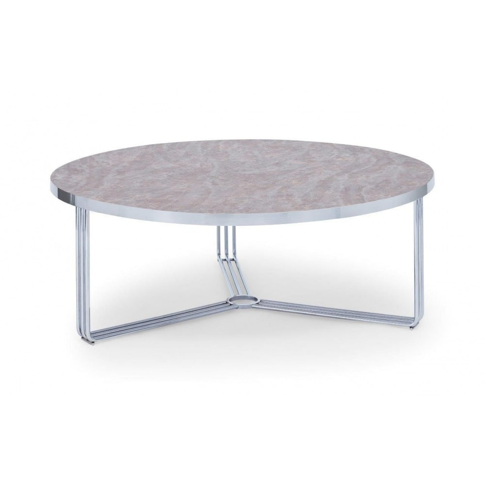 Deco - Large Circular Coffee Table With Various Stone Tops and Frame Colour Options