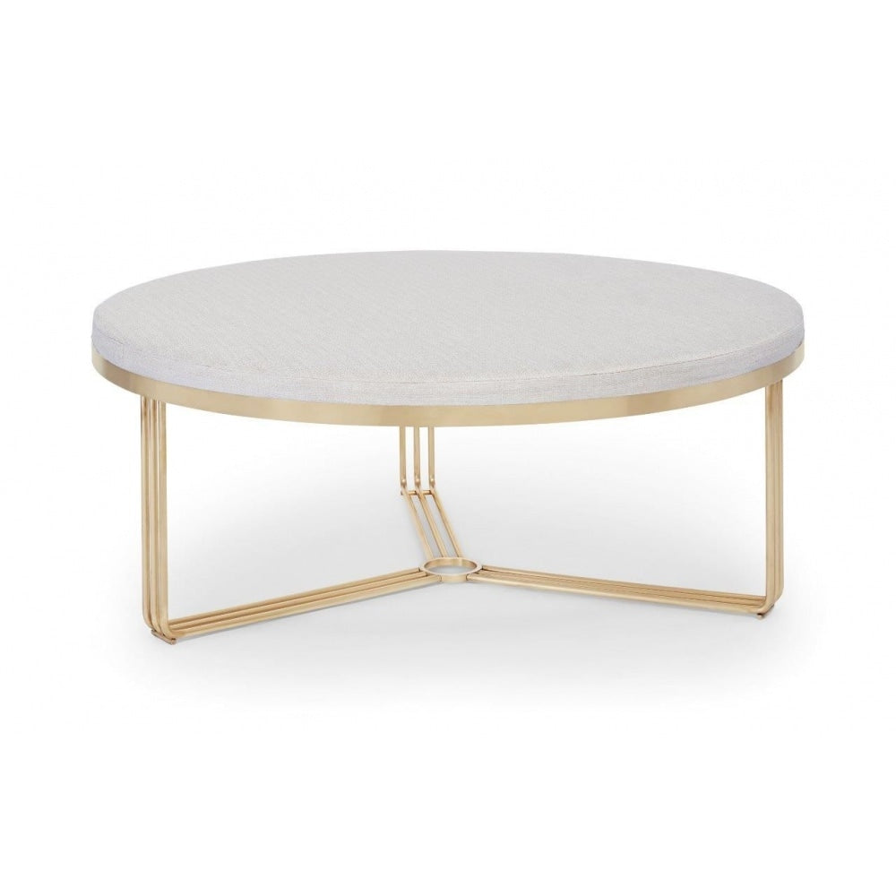 Deco - Large Circular Coffee Table With Upholstered Top and Frame Colour Options
