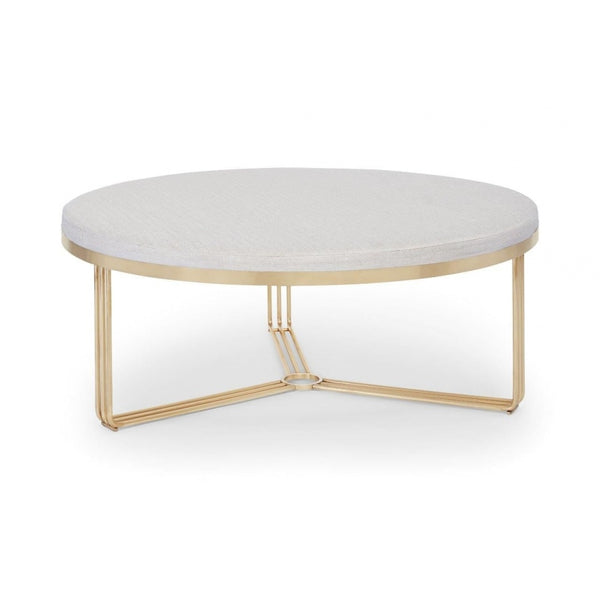 Deco - Large Circular Coffee Table With Upholstered Top and Frame Colour Options