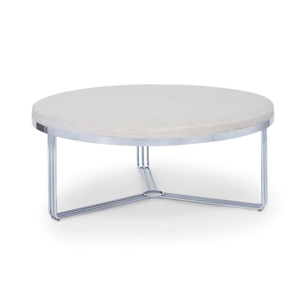 Deco - Large Circular Coffee Table With Upholstered Top and Frame Colour Options
