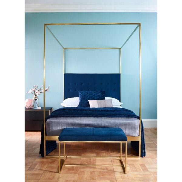 Luxe - Upholstered Velvet Large Stool In Various Colours With Frame Finish Options