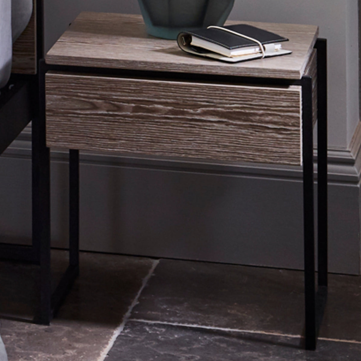 Luxe - Side Table With Drawer In Various Oak Stains And Frame Finishes