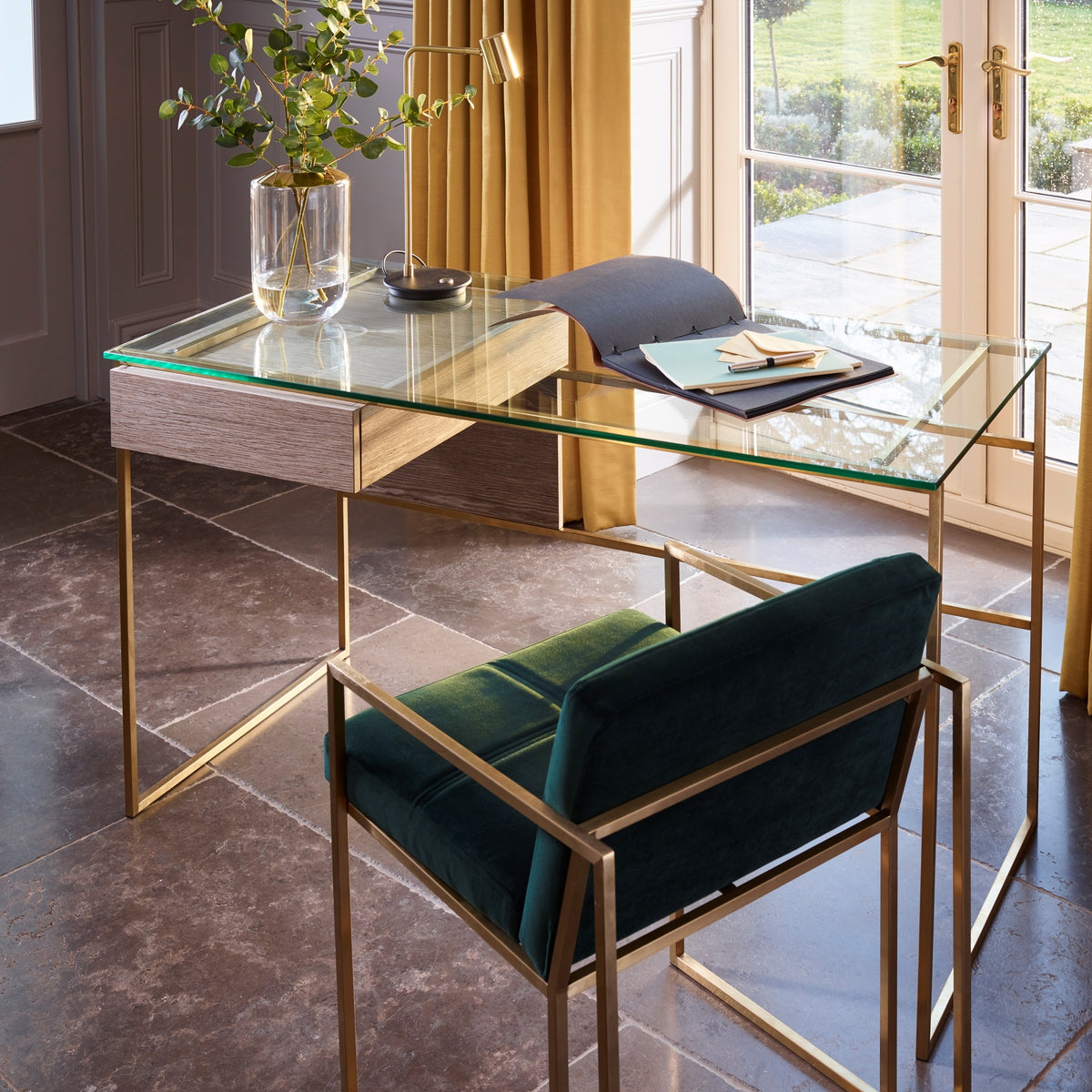 Luxe - Desk With Drawer In Various Oak Stains And Frame Finishes