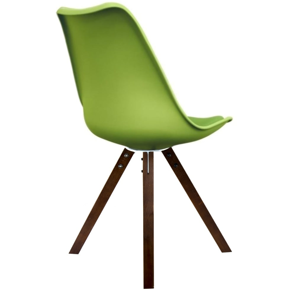 Soho Green Plastic Dining Chair with Square Pyramid Dark Wood Legs