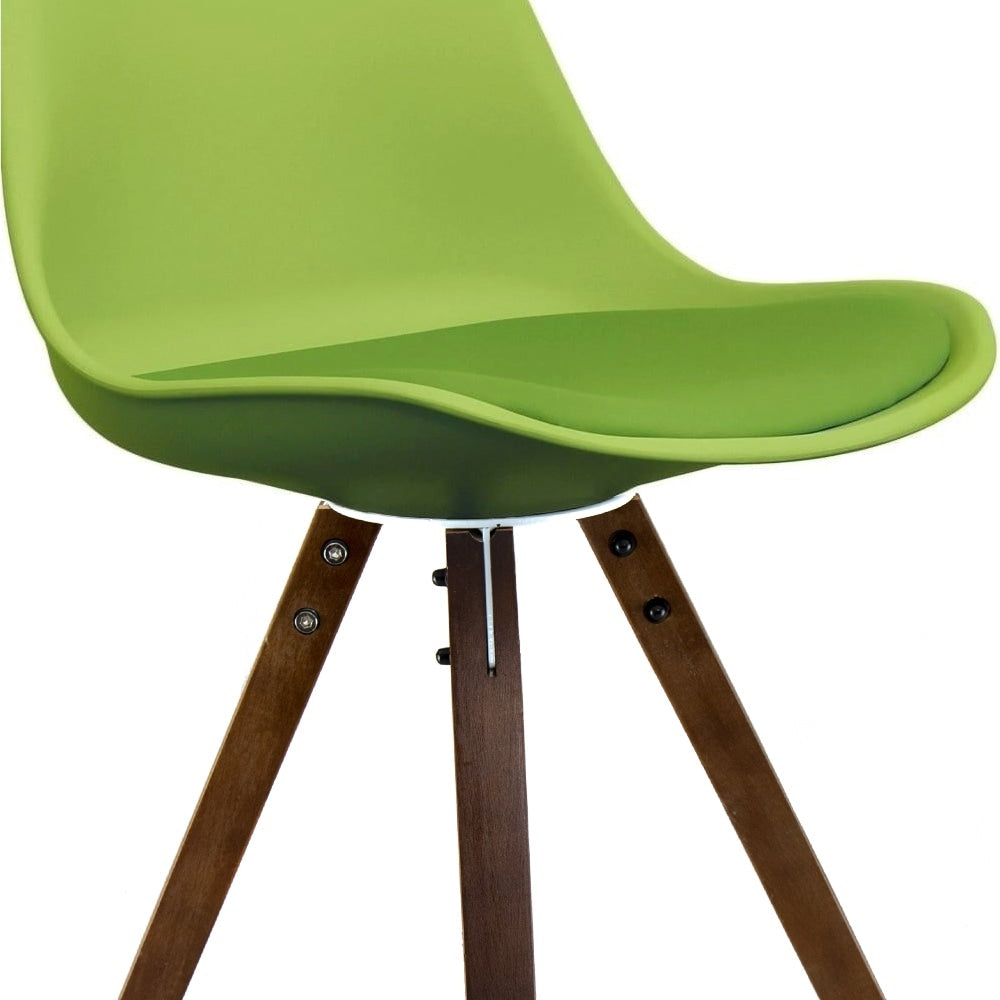 Soho Green Plastic Dining Chair with Square Pyramid Dark Wood Legs