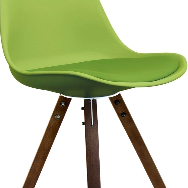 Soho Green Plastic Dining Chair with Square Pyramid Dark Wood Legs