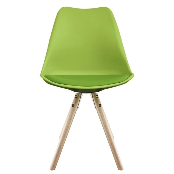Soho Green Plastic Dining Chair with Pyramid Light Wood Legs