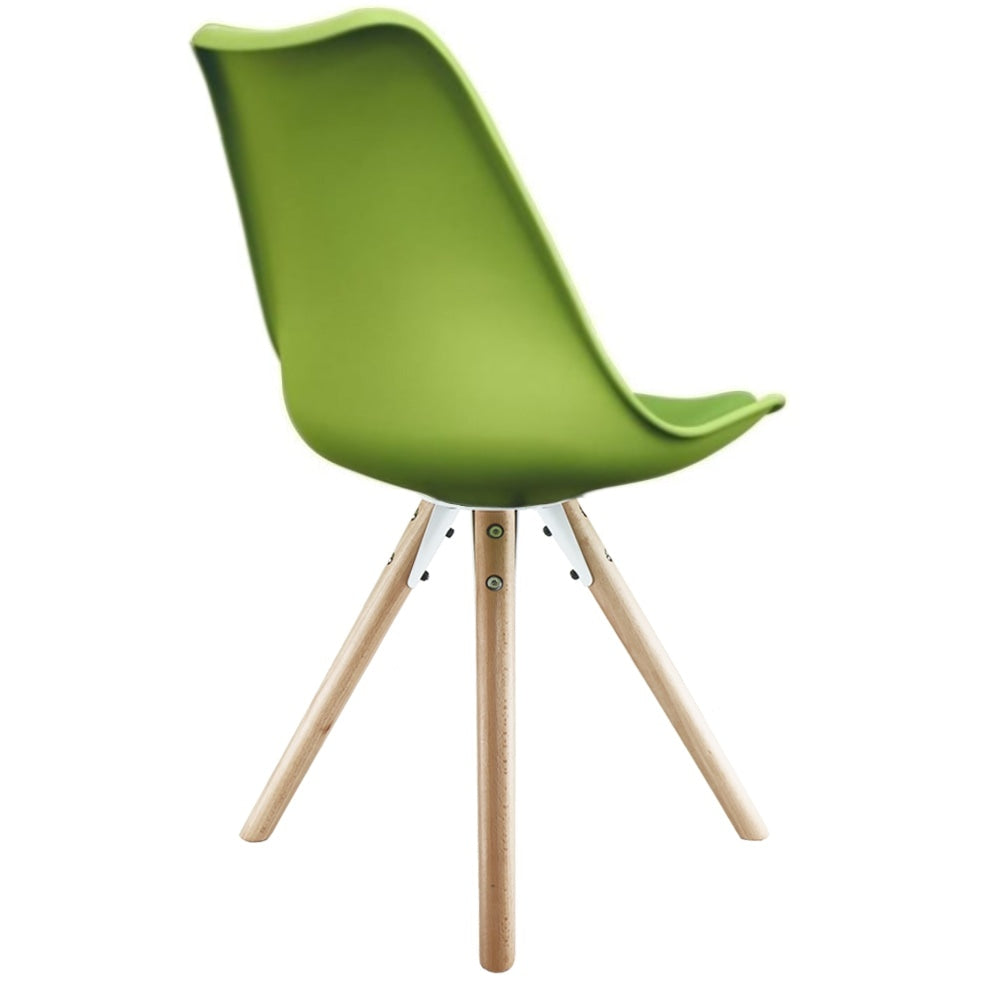 Soho Green Plastic Dining Chair with Pyramid Light Wood Legs