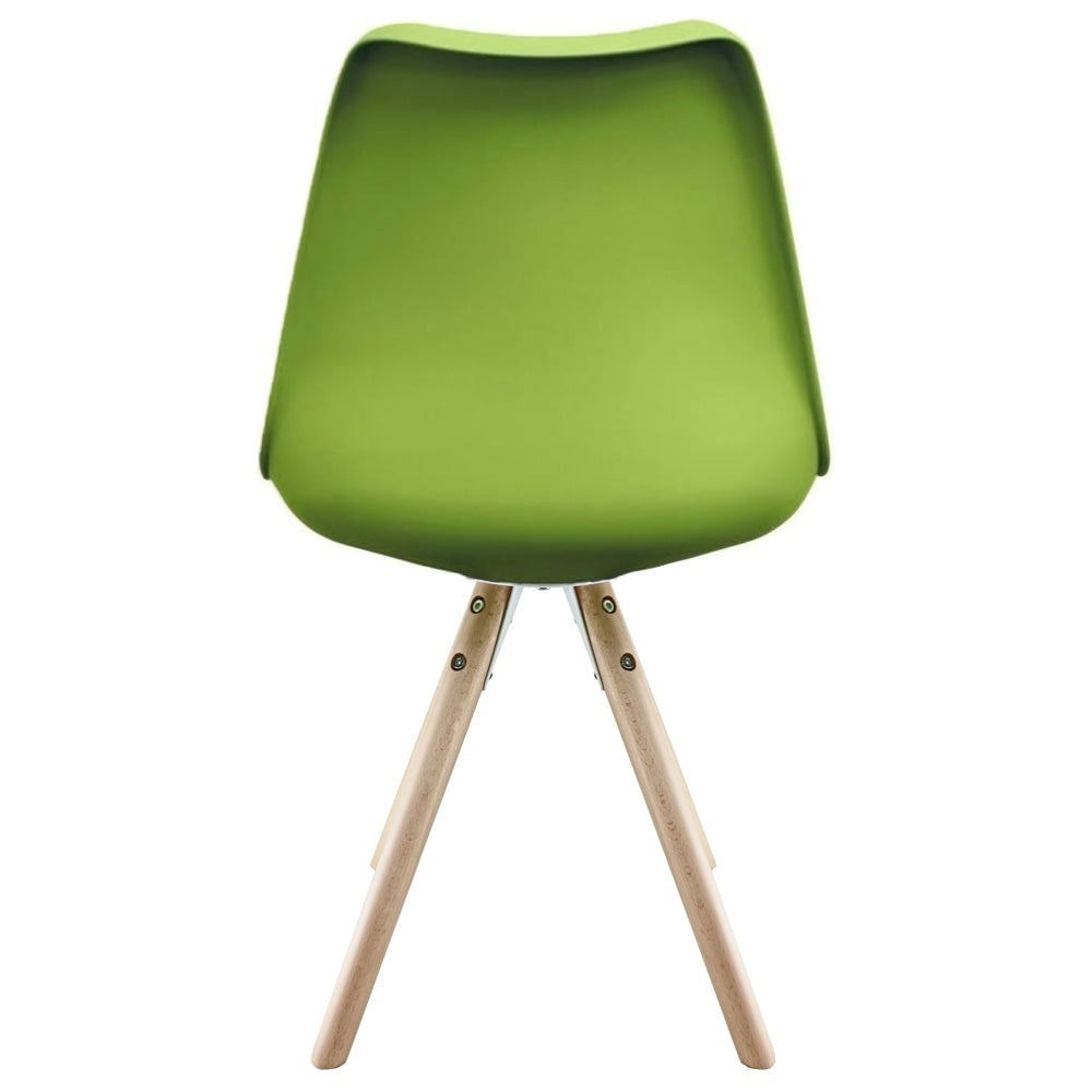 Soho Green Plastic Dining Chair with Pyramid Light Wood Legs