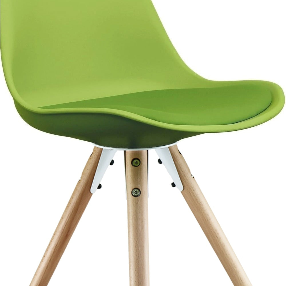 Soho Green Plastic Dining Chair with Pyramid Light Wood Legs
