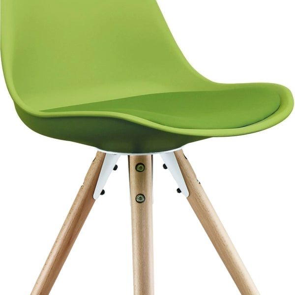 Soho Green Plastic Dining Chair with Pyramid Light Wood Legs