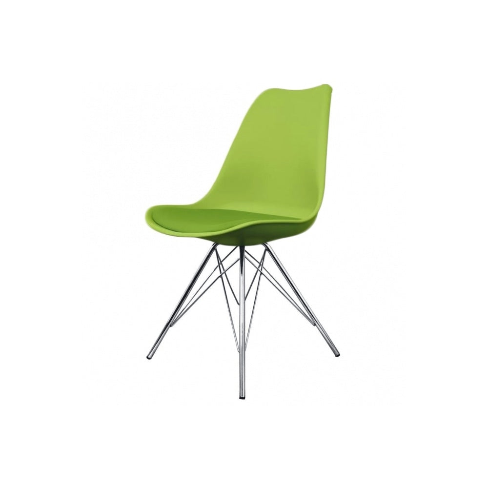 Soho Green Plastic Dining Chair with Chrome Metal Legs