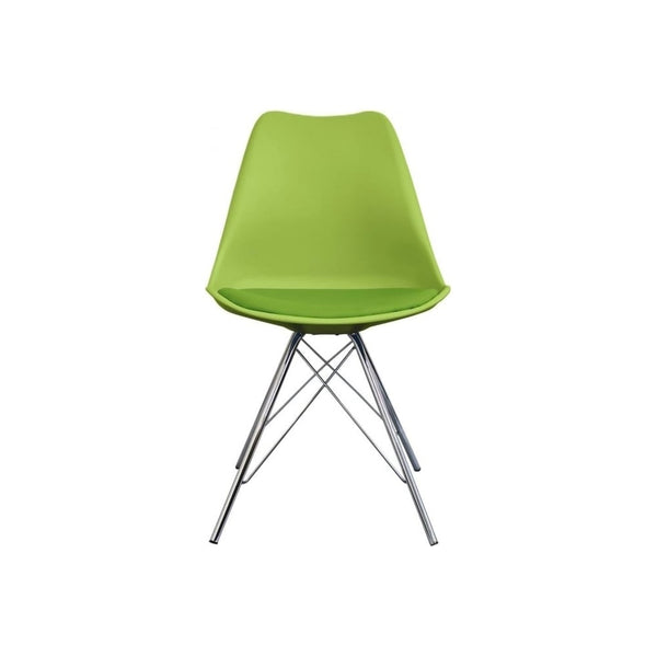 Soho Green Plastic Dining Chair with Chrome Metal Legs
