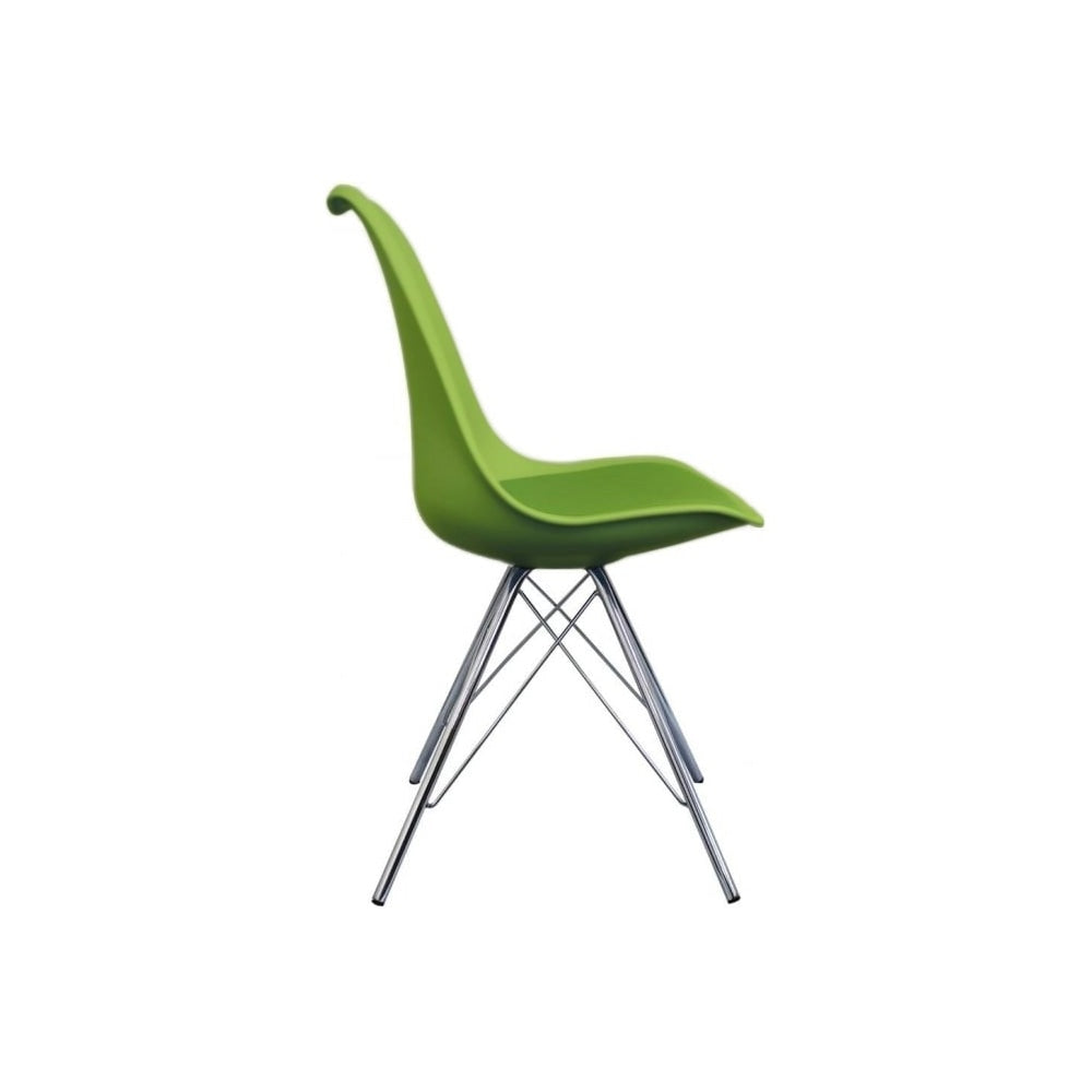 Soho Green Plastic Dining Chair with Chrome Metal Legs