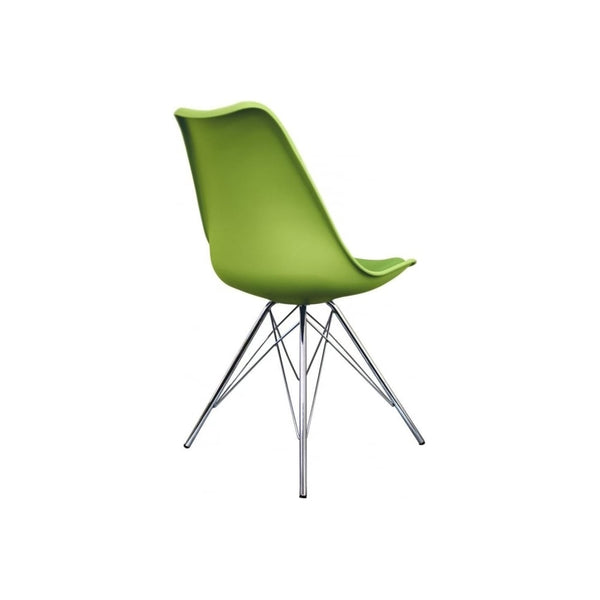 Soho Green Plastic Dining Chair with Chrome Metal Legs