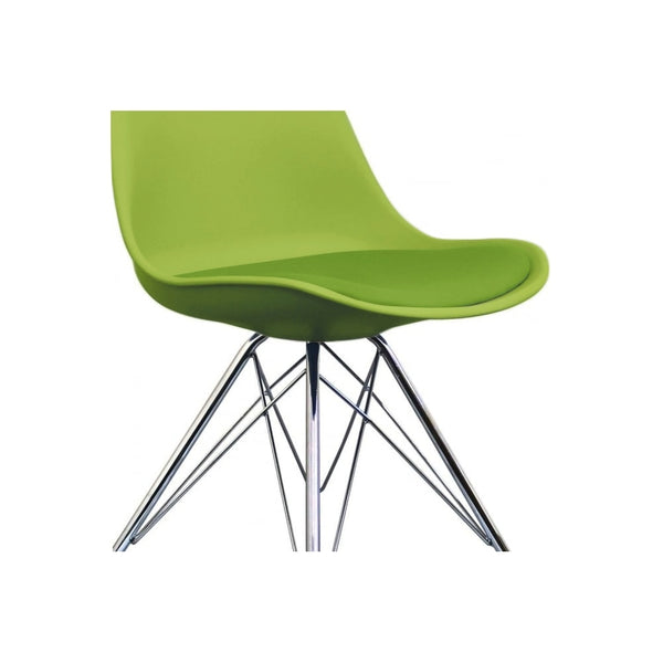 Soho Green Plastic Dining Chair with Chrome Metal Legs