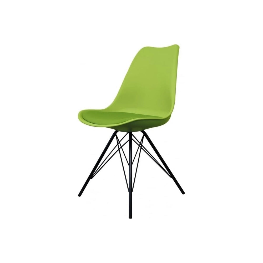 Soho Green Plastic Dining Chair with Black Metal Legs