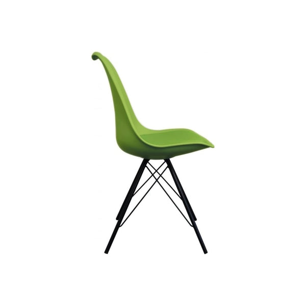 Soho Green Plastic Dining Chair with Black Metal Legs