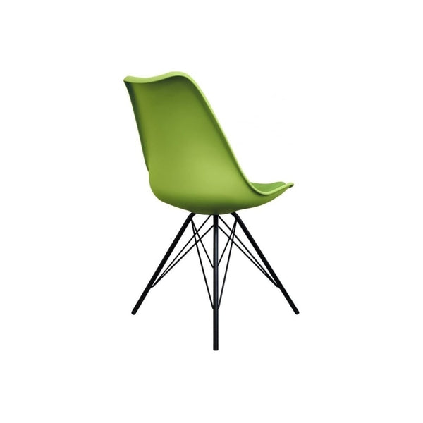 Soho Green Plastic Dining Chair with Black Metal Legs