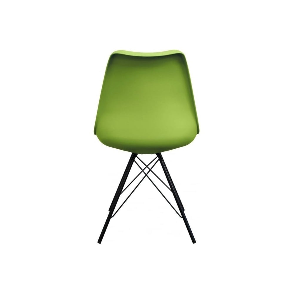 Soho Green Plastic Dining Chair with Black Metal Legs